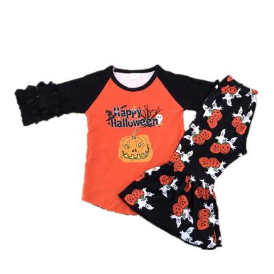 China New casual boutique wholesale children's clothing long sleeve costume Halloween pumpkins kids clothing set girls and boys outfit for sale