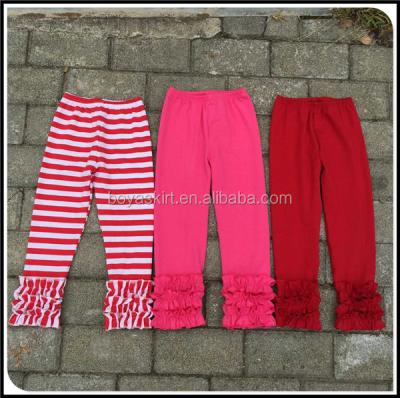 China Anti-wrinkle Girls Hot New Arrival American Style Stripes Summer Baby Ruffle Pants Babies Capris Cotton Summer Pants for sale