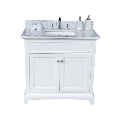 China Montary Modern 49 Inch Bathroom Vanity White Artificial Marble Top With Ceramic Sink And Backsplash for sale