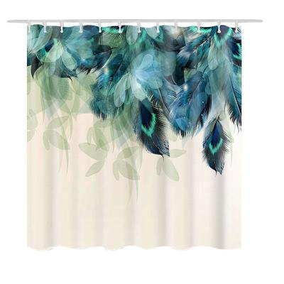 China Sustainable Factory Supplying Floral Shower Curtain Fabric Polyester Tropical Plants Waterproof Curtains for sale