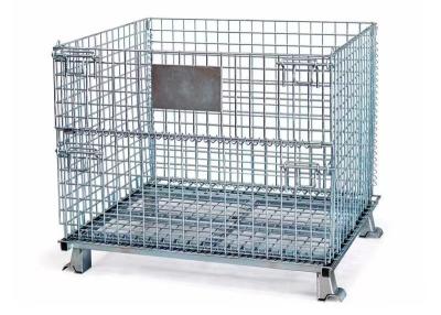 China Pallet Metal Box Galvanized Coated Wire Mesh Heavy Duty Metal Storage Container Pallet Cages Equipment Shelf Stackable for sale