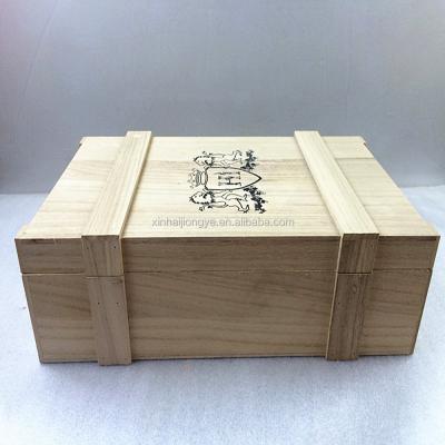 China Handmade Customized Logo And Design Cheap Wooden Shipping Wine Gift Box For 2 Bottles for sale