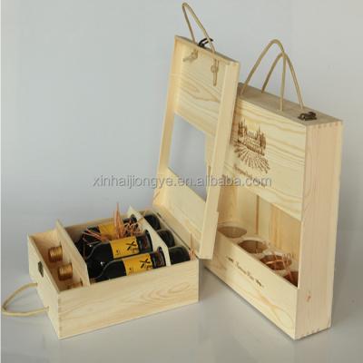 China Recyclable Wooden 3 Bottle Wine Box Packaging for sale