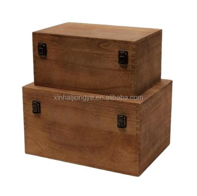 China Handmade Wholesale Antique Color Solid Wood Packing Boxes Wooden Storage Box for sale