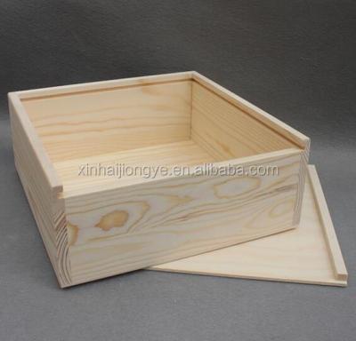 China Handmade Top Quality Pine Wood Material Wooden Box With Slip Lid for sale