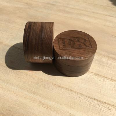 China Storage / Engagement Wooden Jewelry Box Custom Round Walnut Small Gift Box Logo for sale