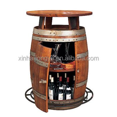 China Recyclable Customized Vintage Oak Wood Barrel Wine Cabinet , Bistro Table Accepted OEM for sale