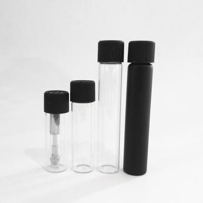 China Custom Food Screen Printing Black Single Glass Tube 115*22mm Child Proof Resistant Child Preroll Tube Packaging for sale