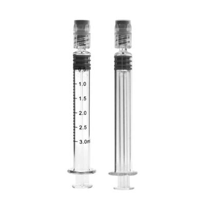 China Personal Care 3ml Luer Lock Syringe Prefilled Disposable Syringe Glass PS Plunger Concentrate Cosmetic Oil Syringe With Luer Slip Scale Print for sale