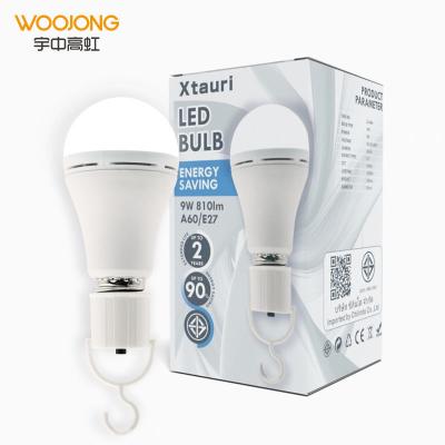 China WOOJONG warehouse led warehouse emergency light A60 plastic outdoor camping led emergency light bulbE26 E27 B22 for sale