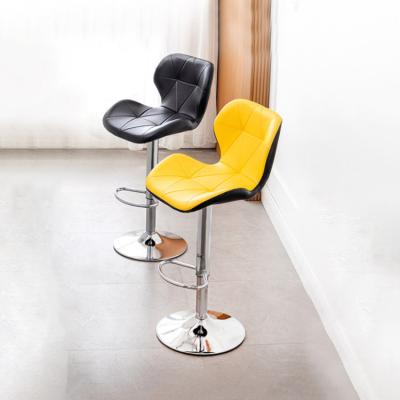 China Modern Armless Iron Art Footrest Base Yellow Bar Seat Black Sneak Modern Bar Chair PU Leather Kitchen Barstool for sale