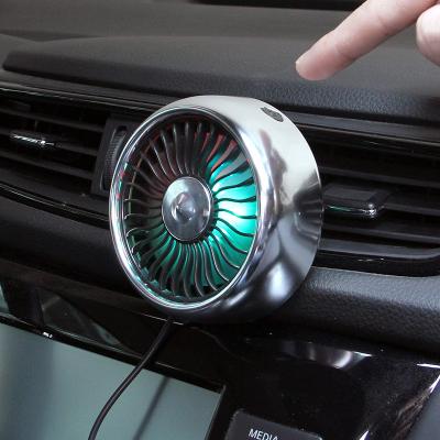 China Three Gears Adjustment Mini Car USB Fan Led 3 Speed ​​LED Built-in Light With Cable Fan Creative Interior Supplies Low Noise Car Fans for sale