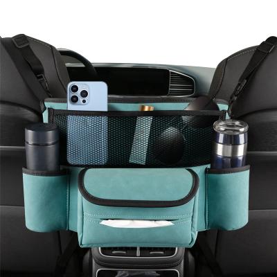 China Foldable Car Purse Holder Between Seats With Multi-pocket Car Large Capacity Storage Bag Inner Layer Detachable Car Pouch Net Holder for sale