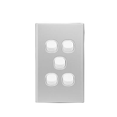 China PC+OEM ODM copper factory made design own brand mass 5 strip SAA wall electric light silver switch for sale