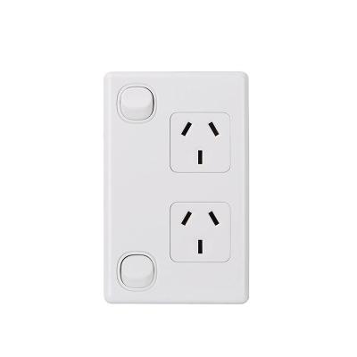 China PC + Factory Made Design Clean OEM ODM Copper Vertical Power Point Wall Outlet Double Ground SAA Australia 10A Brand for sale