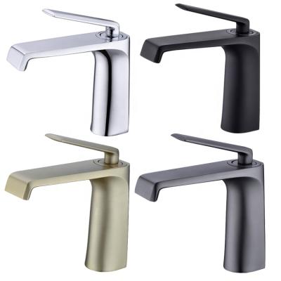 China Metered Faucets Bathroom Sink Faucet Deck Mount Brushed Nickel Stainless Steel Basin Faucet One Hole Single Handle Single Spout Mixer With Supply Line for sale