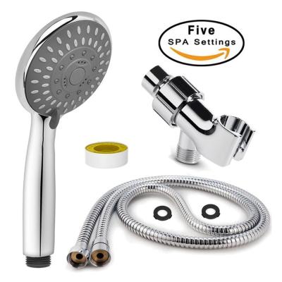 China Without Faucet Wholesale Bathroom Accessories ABS Plastic Chrome Plating 5 Jets Shower Head Set for sale