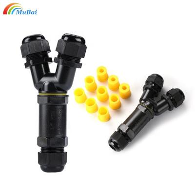 China LED Industry 1 in 2 Y Type Waterproof Connector IP68 Park Connector Light Cable Waterproof Fountain Common Waterproof for sale