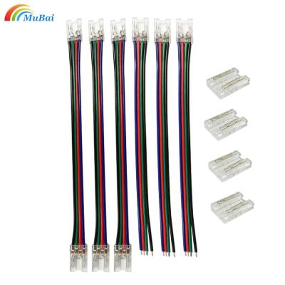 China Transparent Medium Wire Connection Gapless Clamp 10mm 4 Pin Extension COB LED Strip Light Connectors for High Density COB LED Strip Lights for sale