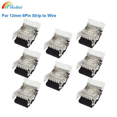 China LED Lighting Quick Split Snap Down 6 Terminals 12mm Width Solderless Strip Light Connector LED Clips Gapless Led Strip Connecting Connectors for sale