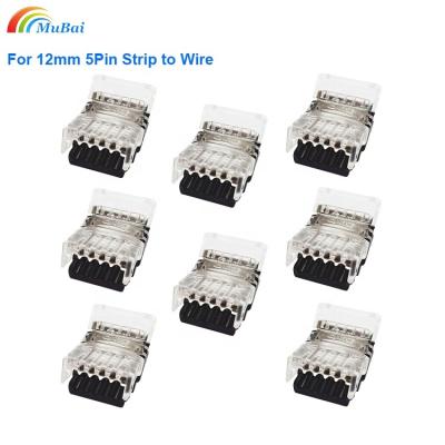 China LED Lighting Strip To Wire Quick Connect 5Pin LED Strip Connector For 12mm 5050 5630 Driver Extension Cable Of 2 Gauge LED Strip Lights 22 for sale