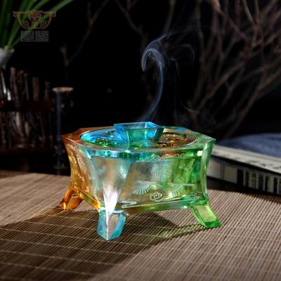 China Full Chinese Incense Blessing: Crystal Glass Liuli Craft Incense Burner Censer for sale