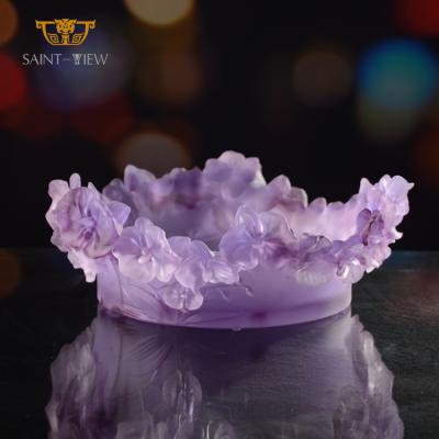 China 2021 Minimalist SAINT-VIEW Vintage Orchid Collection Pate de Verre Casting Crystal Fruit Bowl for sale