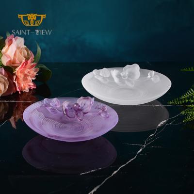 China SAINT-VIEW Europe Orchid Flower Crystal Wedding Dinner Porcelain Dishes for Food Chocolate Sandalwood Container for sale