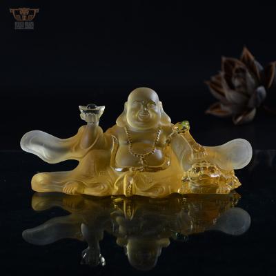 China China Colored Chandelier Crystal Laughing Buddha Statue Liuli Maitreya: All is well for sale