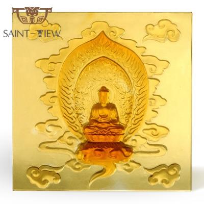 China China Crystal Glass Liuli Buddha Statues Wall Decor Tiles For Architecture Customize for sale