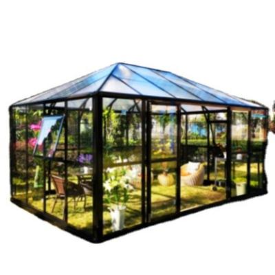 China Easily Assembled Prefab Free Standing Solarium Veranda Patio Winter Garden House Orangery Greenhouse Solarium Outdoor Glass Conservatory for sale