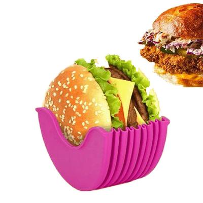 China Messy Burger Buddy Fixed Box Expandable Adjustable Reusable Silicone Burger Holder Viable for sale