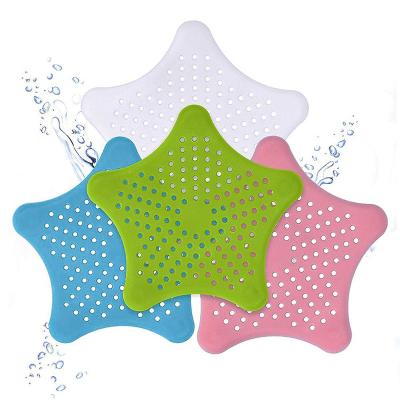 China Silica Gel Star Floor Drain Viable Five-pointed Bathroom Sink Filter Kitchen Strainer Tub Drain Cover Hair Catcher for sale