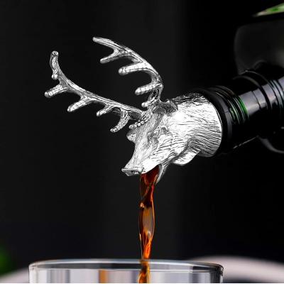 China Zinc Alloy Animal Mouth Bottle Red Wine Elk Head Deer Head Pourer Wine Stopper Stocked Home Accessories for sale