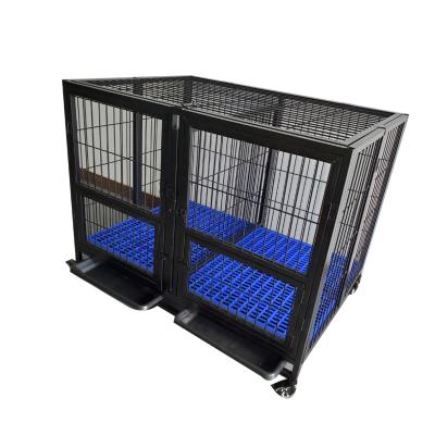 China Breathable Heavy Duty Assembly Dog Cage Strong Metal Playpen Cage For Medium And Large Dogs With Double Door for sale