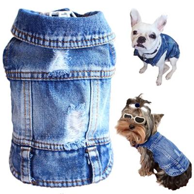 China Durable Blue Denim Classic Lapel Comfort Dog Denim Vest Apply Washing For Small Medium Dogs Denim Dog Vest for sale