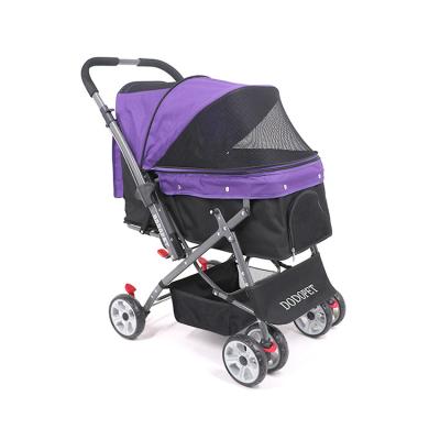 China Breathable Luxury Folding Dog Stroller Pet Carrier Travel With Big Wheels Pet Stroller for sale