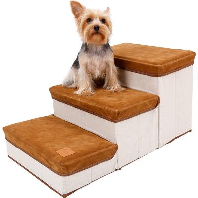 China High Quality Collapsible Pet 3 Steps Detachable Cover 2-In-1 3-Step Dog Stairs For Small Dog Cat Detachable Universal Pet Climb Stairs for sale