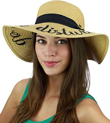 China Large Soft Summer Checked Straw Cap Paper Straw Hat Foldable Straw Hat Wide Brim Summer Beach Hats for sale