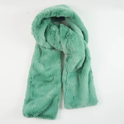 China Clothing Decoration Fashion Solid Color Polyester Plush Faux Fur Simple Warm Scarf For Women Winter for sale