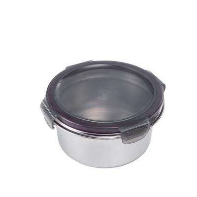 China Leakproof Freshness Preservation Round Stainless Steel Food Container Metal Crisper Box Set for sale