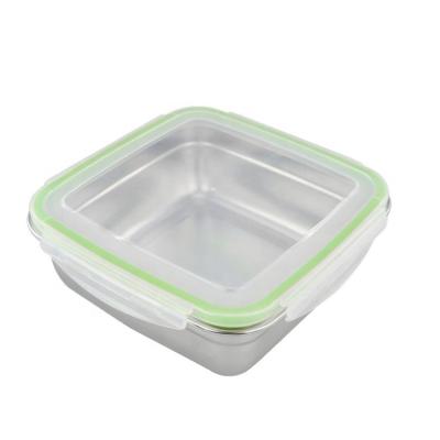 China Sustainable Custom Rectangular Metal Storage Container 400ml-2400ml 304 Stainless Steel Food Container Box for sale