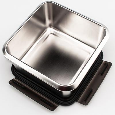 China Sustainable Wholesale High Quality Environmental Silicone Sealed Leakproof Stainless Steel Food Bowl With Lid for sale