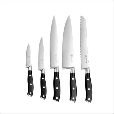 China 5 Pcs Durable Professional German Steel Cutlery Set With ABS Plastic Handle Chef Knife Set for sale