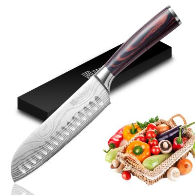 China Sustainable 7 Inch Stainless Steel Japanese Santoku Knife With Comfortable Handle For Sushi for sale