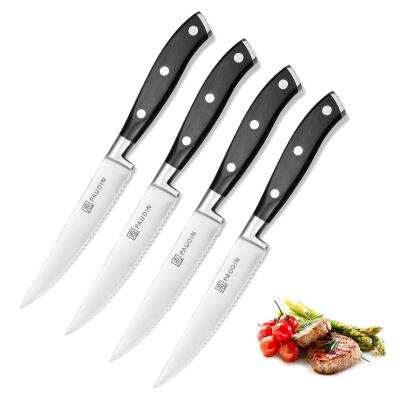 China 4 Piece Serrated Dishwasher Safe Full Tang Stainless Steel Steak Knives Sustainable Set for sale