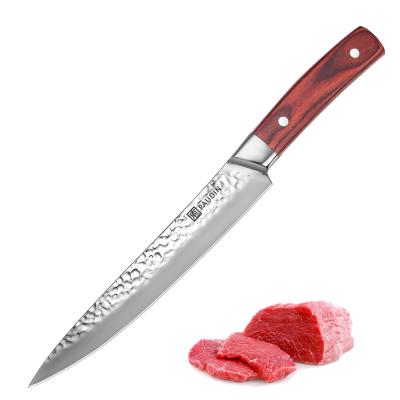 China Viable Hammered Design 8 Inch High Carbon Steel With 58+ HRC Carving Meat Knife for sale