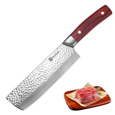 China Viable 7-Inch Hammered Design High Carbon German Steel Blade Chinese Kitchen Cleaver Knife for sale