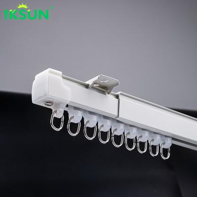 China Iksun Metal Minimalist DIY Double S Aluminum Curtain Track Rail in White Heavy Duty Stretch Telescopic Fold Ceiling for sale