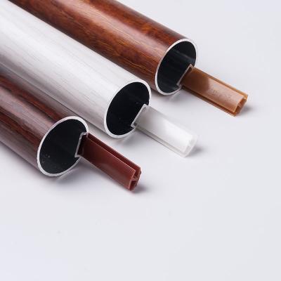 China 2021 Wholesale Price Eco-friendly Living Room Wood Grain Double Frames Aluminum Curtain Rod With Accessories for sale